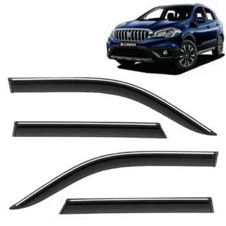 KINGSWAY Accessories Chrome Lining Door Visor Only Compatible with Maruti Suzuki S Cross (Year 2018 to 2019),